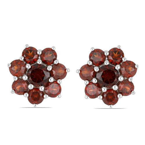 BUY REAL GARNET GEMSTONE EARRINGS IN 925  STERLING SILVER